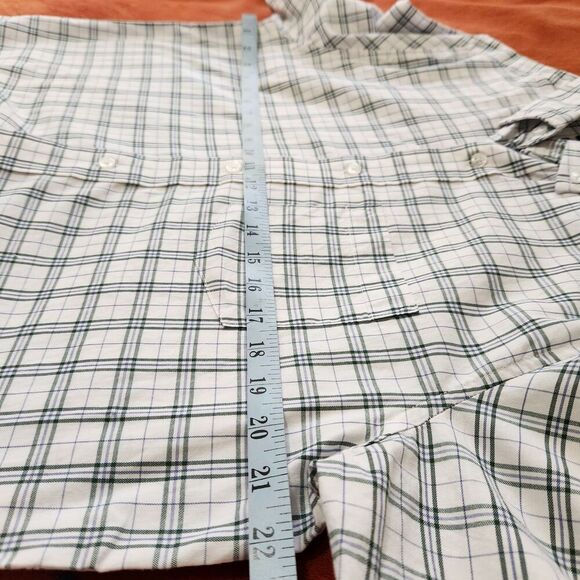 George Shirts for Men Size Medium Plaid Green Button Down Short Sleeves Stretch - Picture 8 of 11